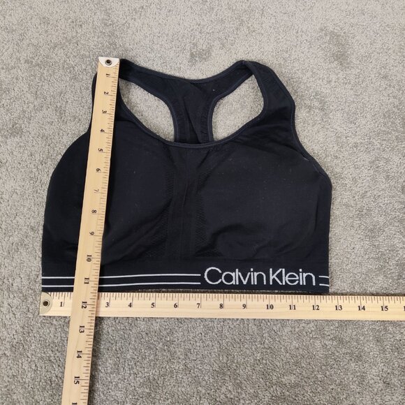 Calvin Klein Performance Women's Sport Bra Size L Black Racerback Padded Workout - Picture 3 of 5